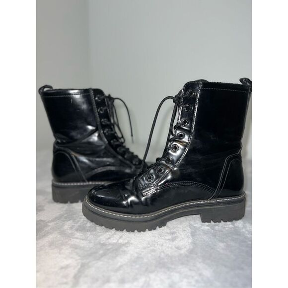 BENCH Women’s Lace Up Black Moto Combat Boots 10 - Picture 7 of 9